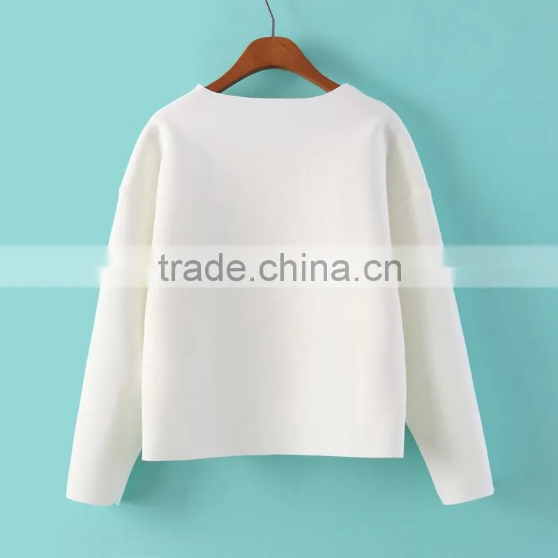 Europe fashion comfort colors ladies sweatshirt without hood from knitting factory