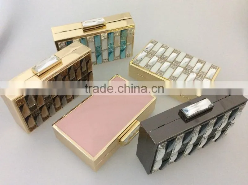 Synthesised crystal evening clutch bags, uniquel design and optional color