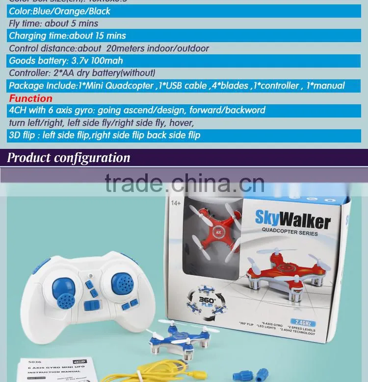 2015 New arrive 2.4G 4 CH 6-Axis Gyro mini rc quadcopter With Led Light RC UFO VS CX-10