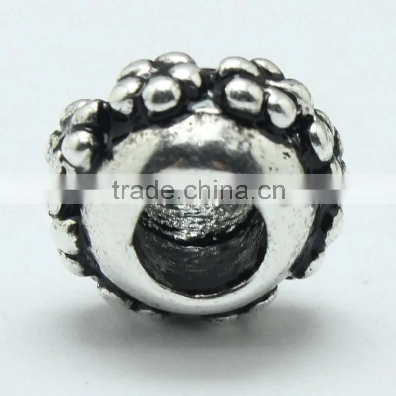 Popular Pdora Old-fashioned Jewelry Large Hole Beads, Zinc Alloy Large Hole Metal Slide Beads for Necklace and Bracelets