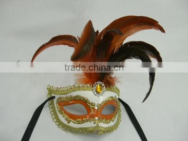 hand painting/fashion mask/venice feather masquerade mask/black/plastic/feater party mask