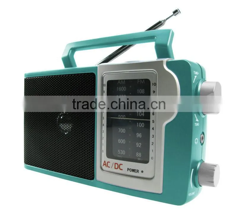 Stylish Green Classical Design Portable Analogue AM FM Radio