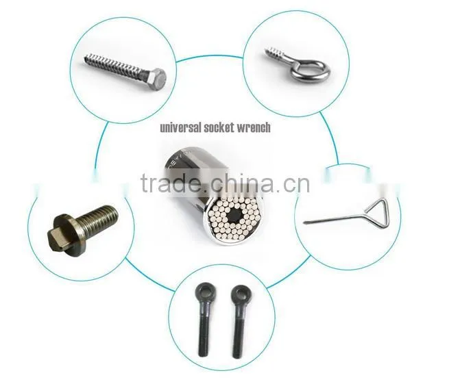 all grip universal socket wrench set with chrome surface
