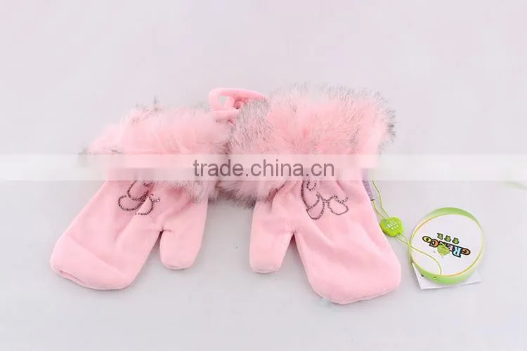 2015 Kids Winter Keep Warm Gloves Girl Pretty Halt Top Lint Gloves IN Different Colors