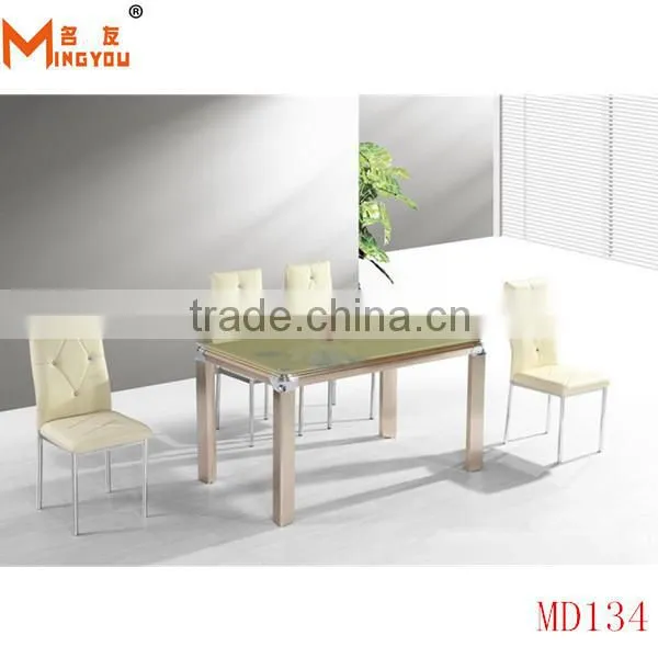 Modern Metal Glass Dining Tables and Chairs