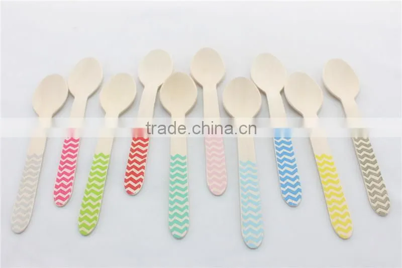 156*34*1.8mm Wooden Flatware Supplier Disposable Printed Birch Wood Flat Spoons