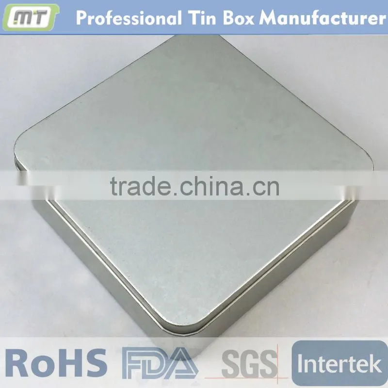plain silvery square gift tin box