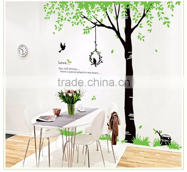 Removable Wall Stickers Environmental Green treetops study bedroom living room TV wall background trees bird dining wall sticker