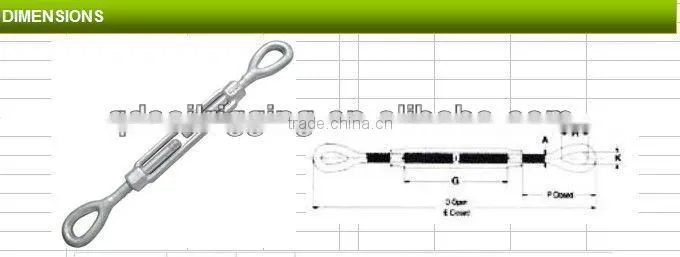 turnbuckle with two flat eyes- steel zinc plated