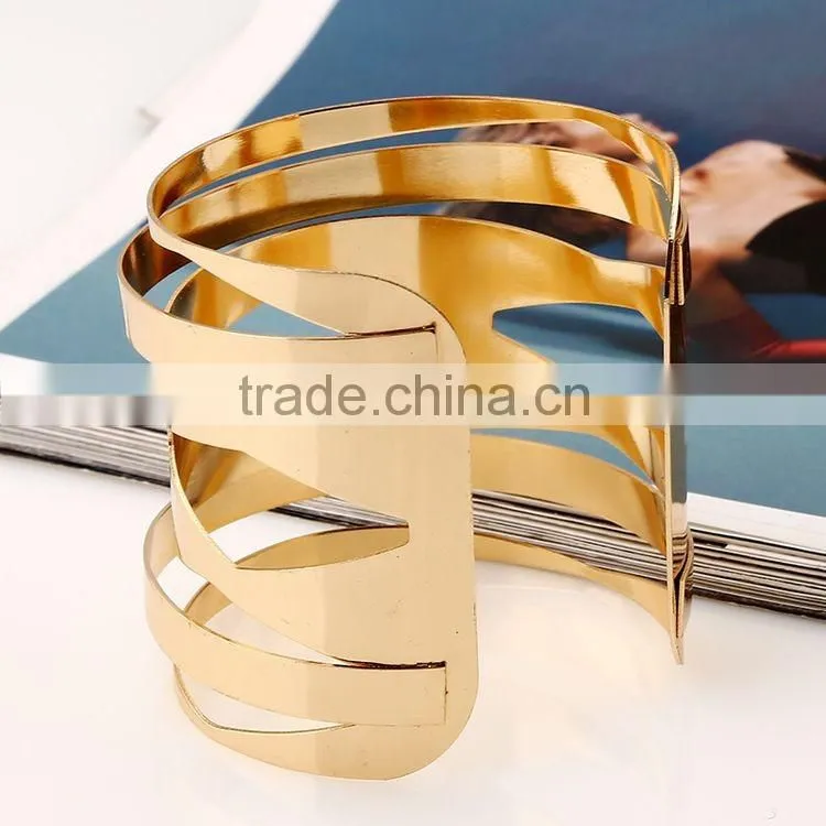 Simple Alloy Silver/Gold Plated Geometric Female Personality Metal Bangles