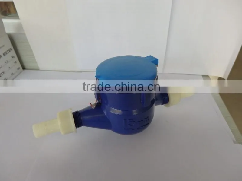 Blue plastic water meter with accessories DN15 for cold water meter