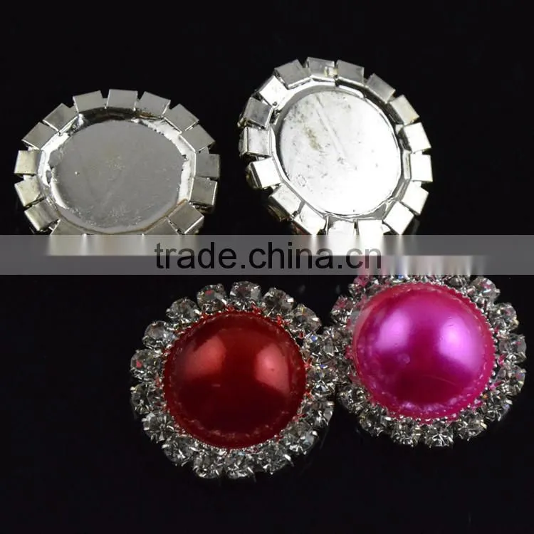 14MM to 22MMM in Stock tWholesales Colorful Silver Plated Alloy Pearl Crystal Rhinestone Button For Jewelry Garment Accessory