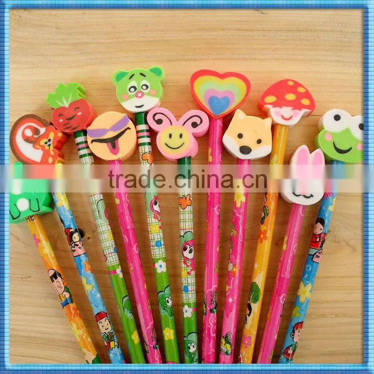 Cute cartoon design rubber animal pencil topper