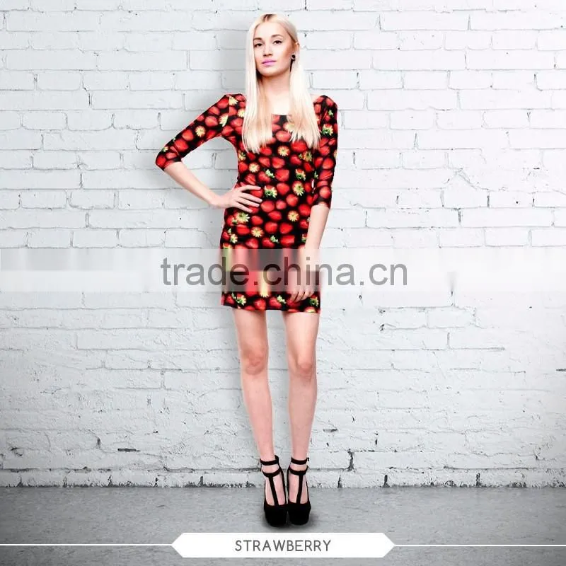 high quality dress fullprint 3D digital ready stock custom sublimation print for Women ladies fashion dress