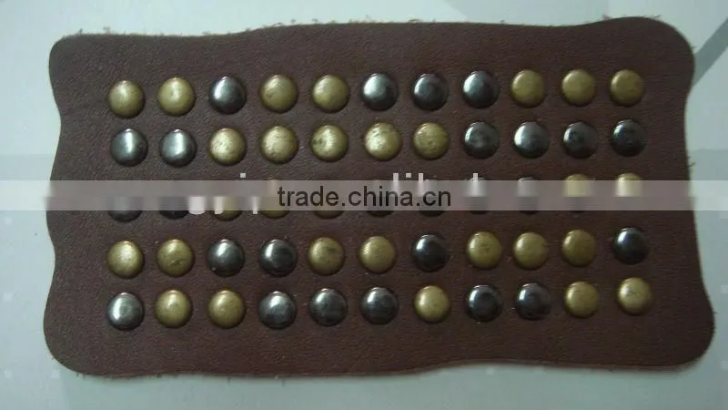 eco-friendly cheap real leather patch with metal jeans rivet