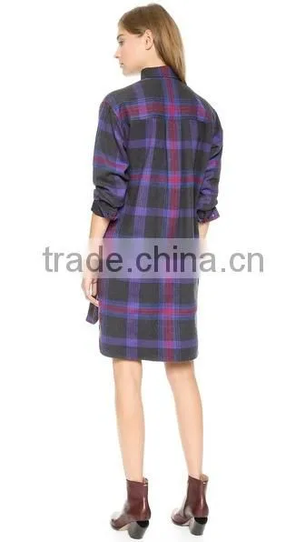 China flannel maternity plaid shirt dresses supplier long sleeve