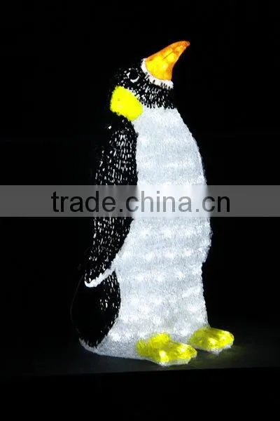 2014 last 3D LED christmas acrylic penguin motif ornaments light