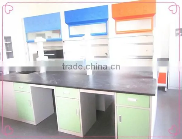 With reagent rack and sink galvanized steel lab bench