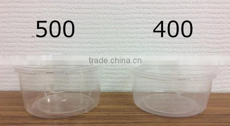 Design patented thin round clear plastic food containers , various sizes available