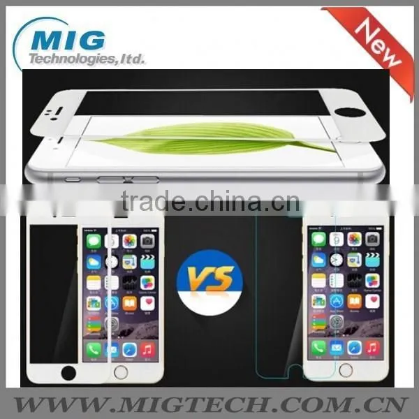 Colorful with white print round edge full screen tempered glass screen protectors film for iphone 6s/ 6s plus 4.7" & 5.5" inch
