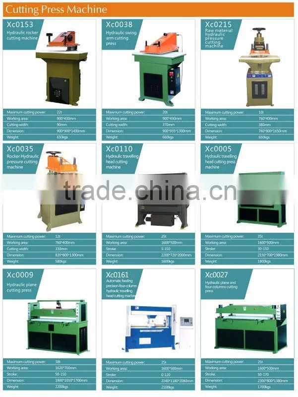 Xc0153 Xiongying hydraulic swing arm leather/sole/eva/carpet/plastc atom die cutting machine with CE/GSG/ISO9001