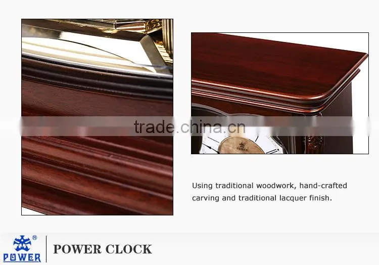 Roman digital shell dial table clock with Westminster music hand-crafted carving and traditional lacquer finish wood PW1417