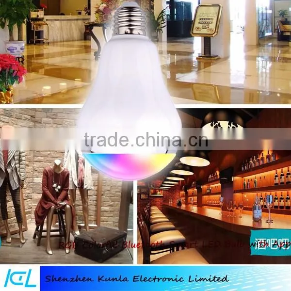 Smart RGB LED Bulb Color Changing Music Bluetooth Speaker With Remote Controled By App
