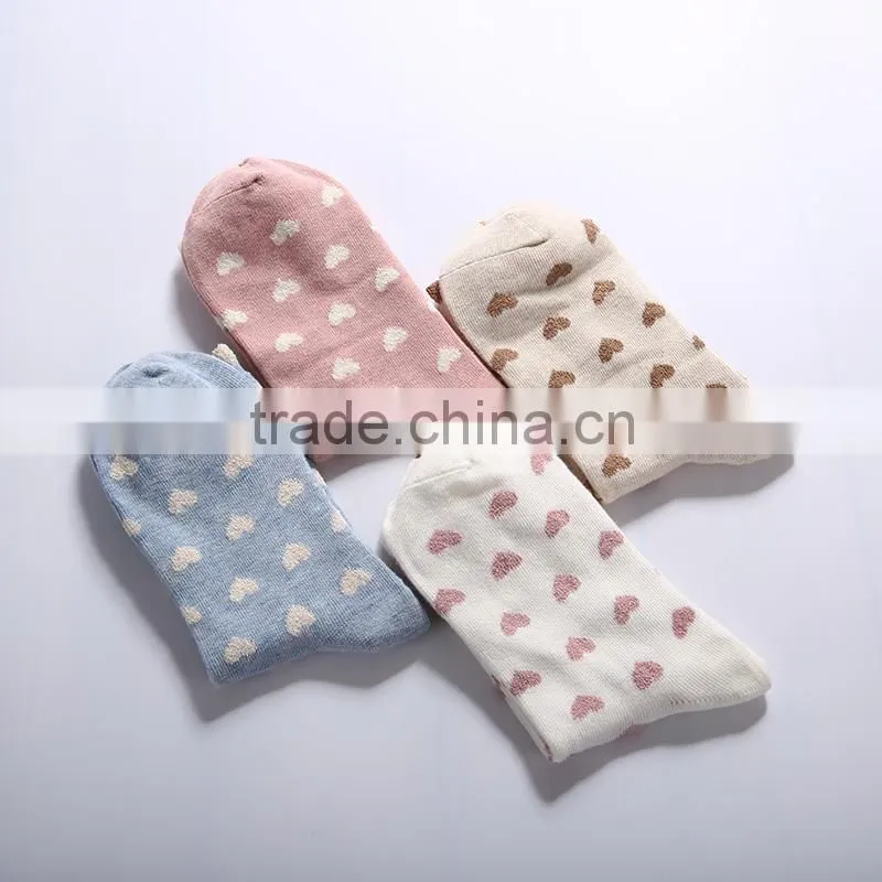 Sweet heart tube cotton girl socks