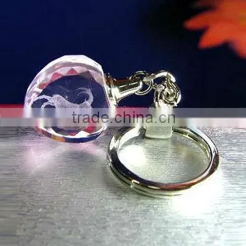 3D Laser Engraving Car Design Crystal souvenir Keychain with Led Light for wedding decoration gift