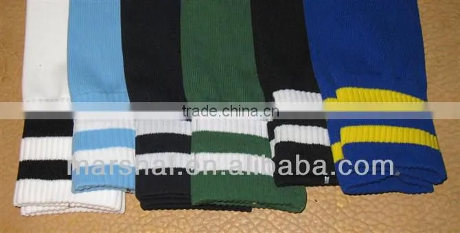 Cheap knee high soccer socks,striped football socks,elite wholesale football socks