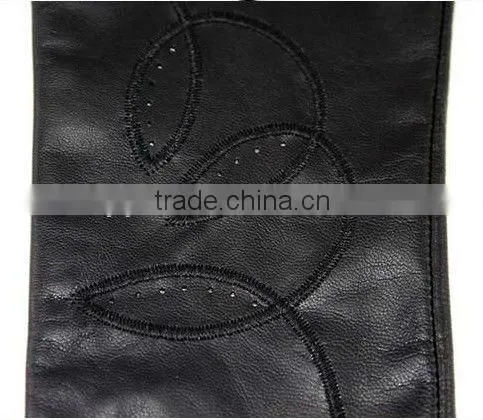 women leather glove winter cashmere lined