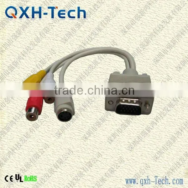 24k gold plated 15pin VGA male to 3RCA female cable