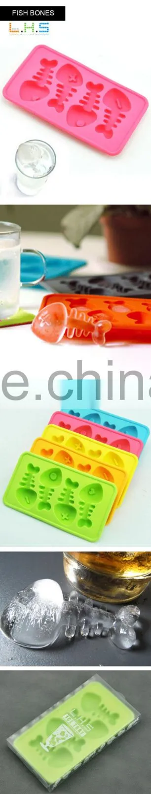 100% food grade wholesale Fish Bone style flexible ice cube tray