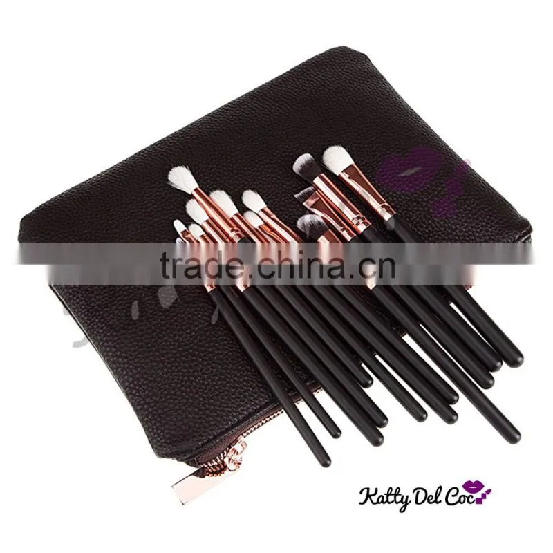 High quality professional cosmetics makeup brush set,rose gold handle with PU bag