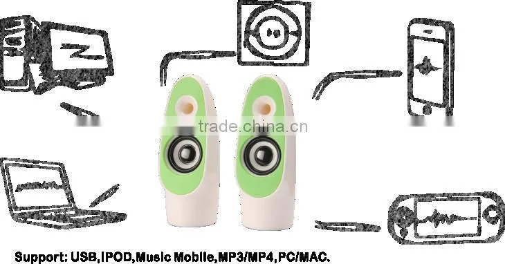 Mini portable PC/laptop/mp3/cell phone 2.0 audio speaker