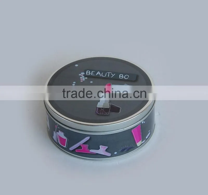 Round tin box for cosmetic package Use cosmetic package tin box