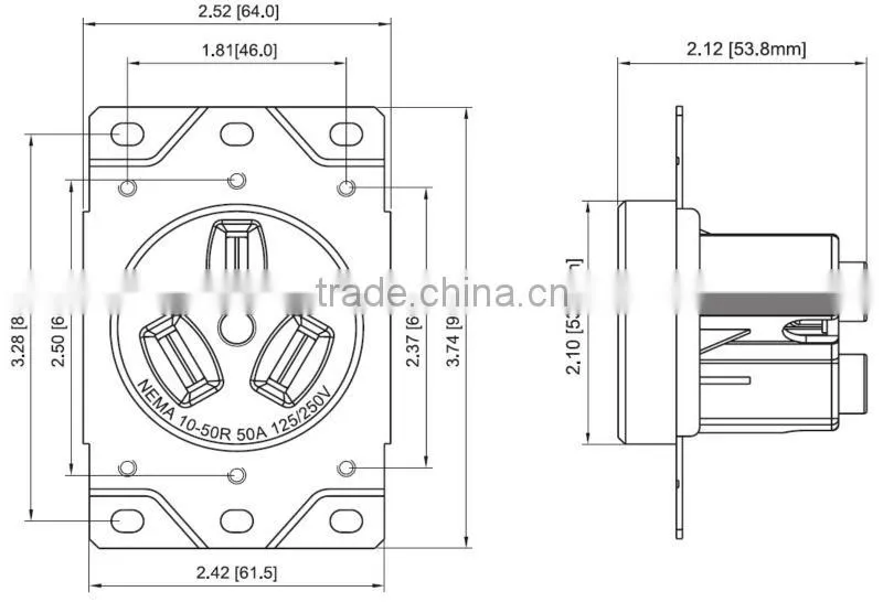 12/250V AC 30A flush mount receptacle