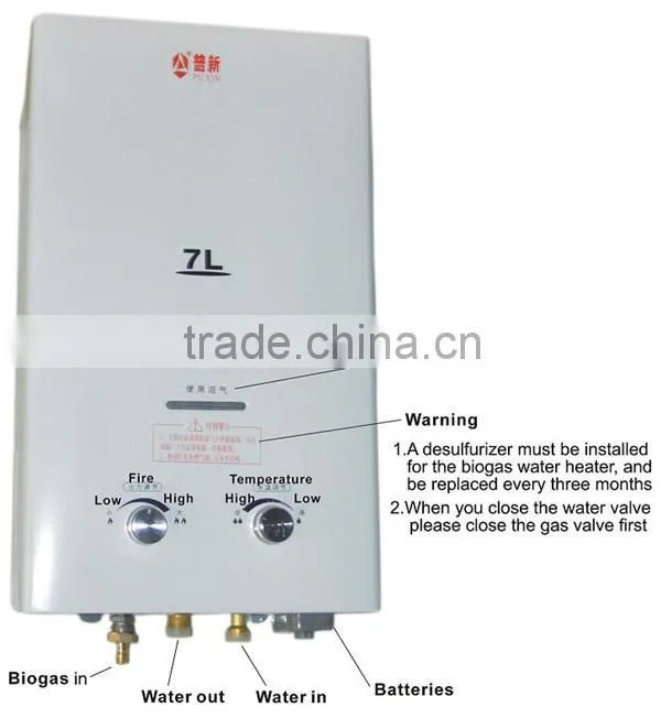 Eco-friendly Instant Gas Water Heater in Biogas