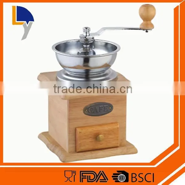 Hot Sale Household Manual Coffee Grinder double-deck wooden coffee grinder machine