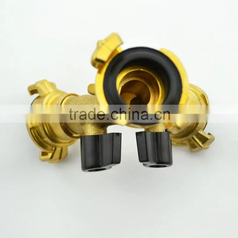 Brass Y shut-off Valve two way garden hose valve Y shape connector water valve with butterfly handle