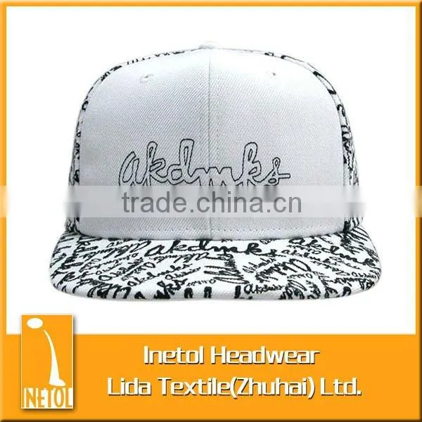 Different design 6 panel flat brim custom printed baseball cap