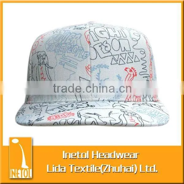 High quality 6 panel flat brim cotton custom baseball cap