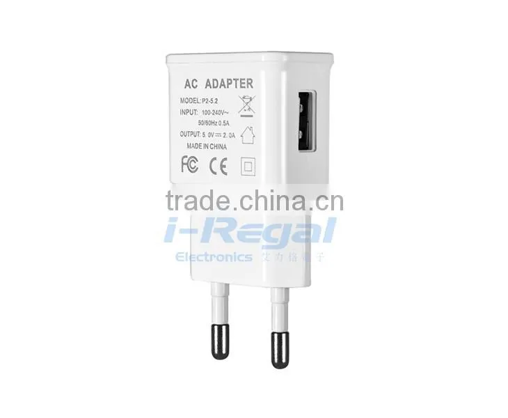 High efficiency portable EU plug pin usb wall charger made in China