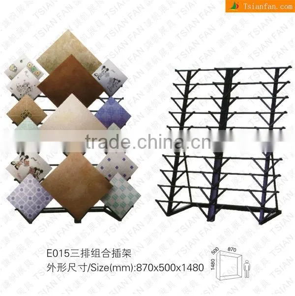 E0015 Floor and Wall Tile Display Rack for showroom/ Three Row Style Metal Display Rack