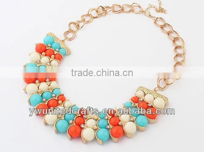 OEM and ODM 2014 fashion alloy necklace eco-friendly bright colors
