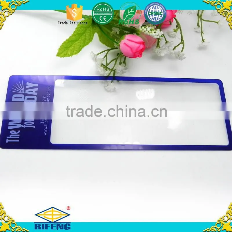 Promotional gift plastic fresnel ruler magnifier/magnifying glass bookmarks