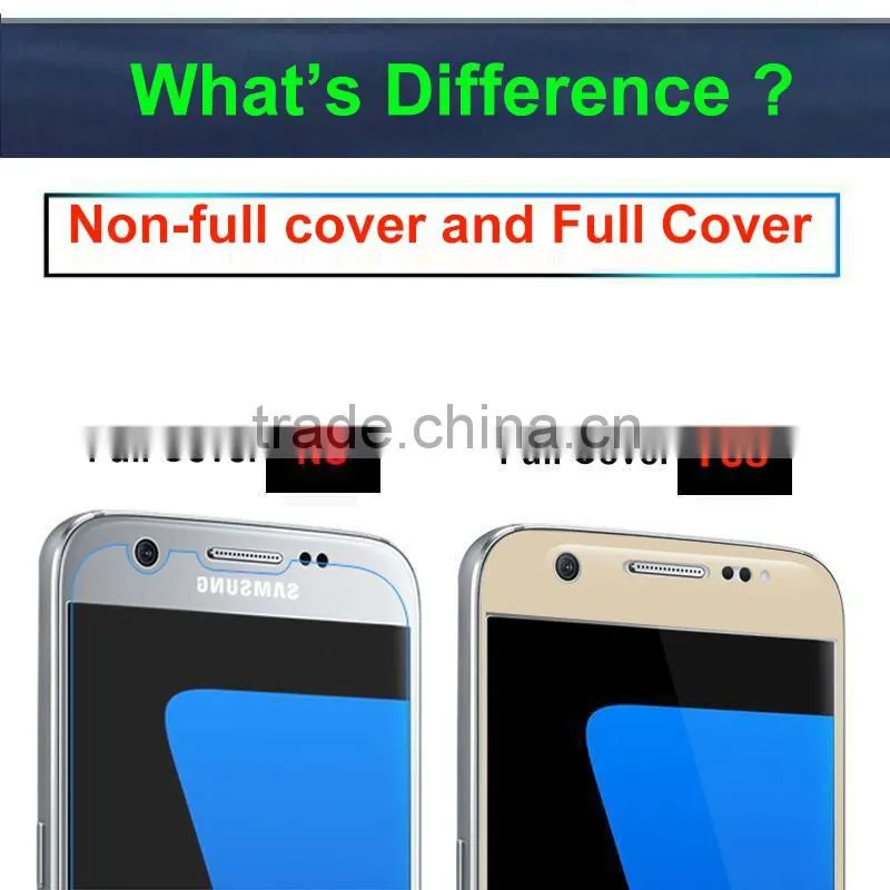 2016 High Quality Full Cover White Color Shock proof Tempered Glass Screen Protector Film for Samsung Galaxy S7