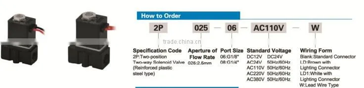 Mini solenoid water valves 2P series oil pressure/flow control valve