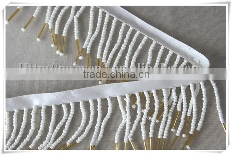 China fashion white beaded fringe trim Lampshade beads Fringe for decoration