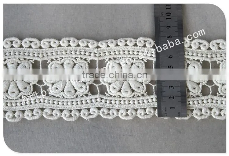 Newest design 8cm width flowers embroidery cotton lace trim wholesale